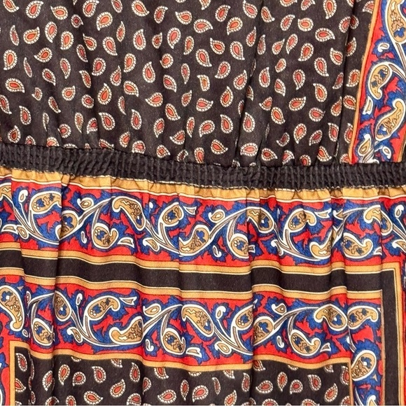 VINTAGE MELISSA LANE Paisley Vintage 70s Style Puff Shoulder Boatneck Dress - Picture 7 of 8